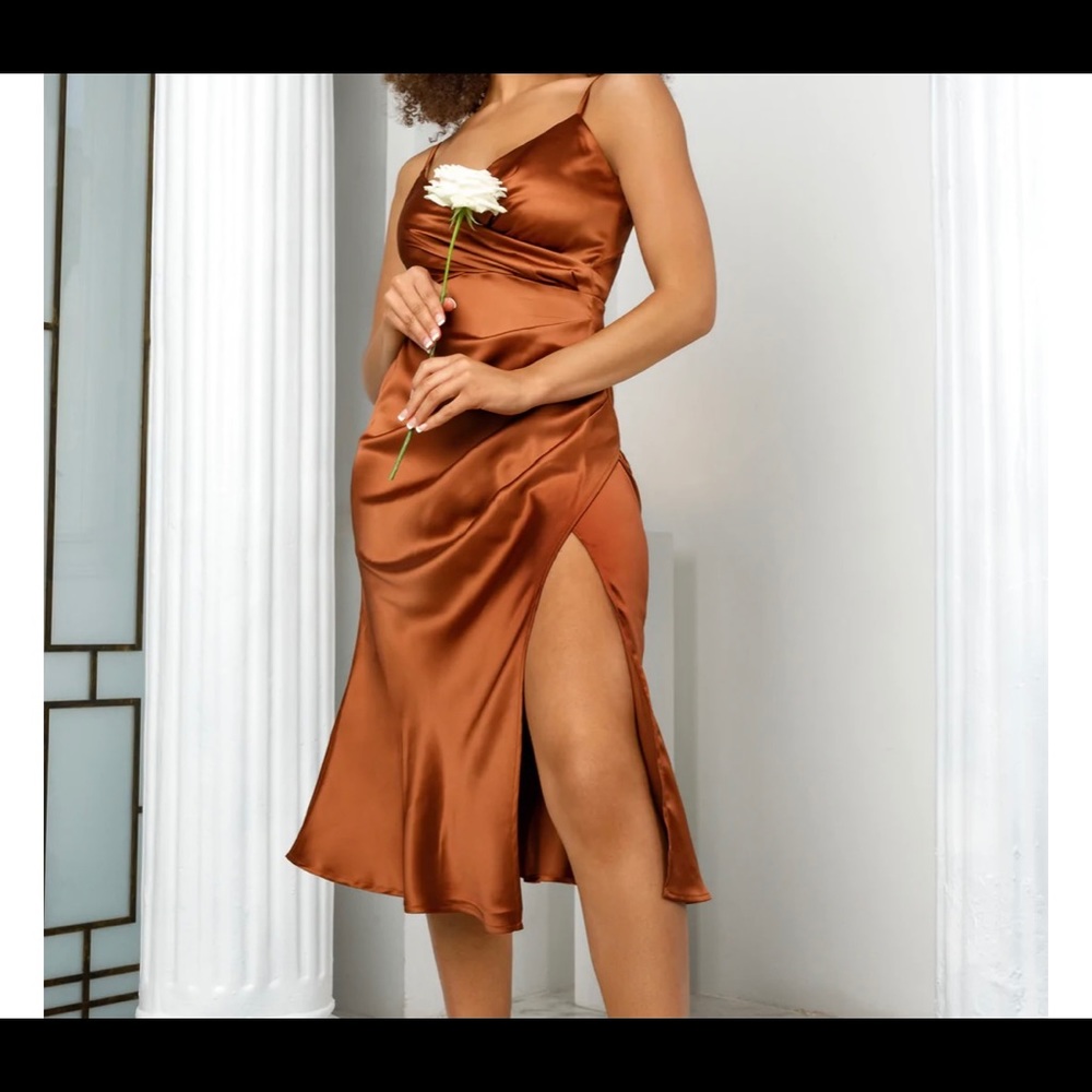 Rust midi dress